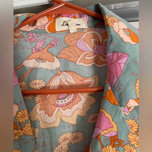 NWOT CROPPED TIE FRONT BUTTON BLOUSE - Picture 2 of 2